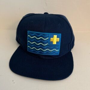 Pink Dolphin Mens Snap Back Hat Navy Blue Flag Patch